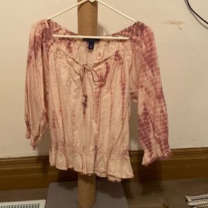 BANDOLINOBLU Medium Brown & Cream off the Shoulder Blouse